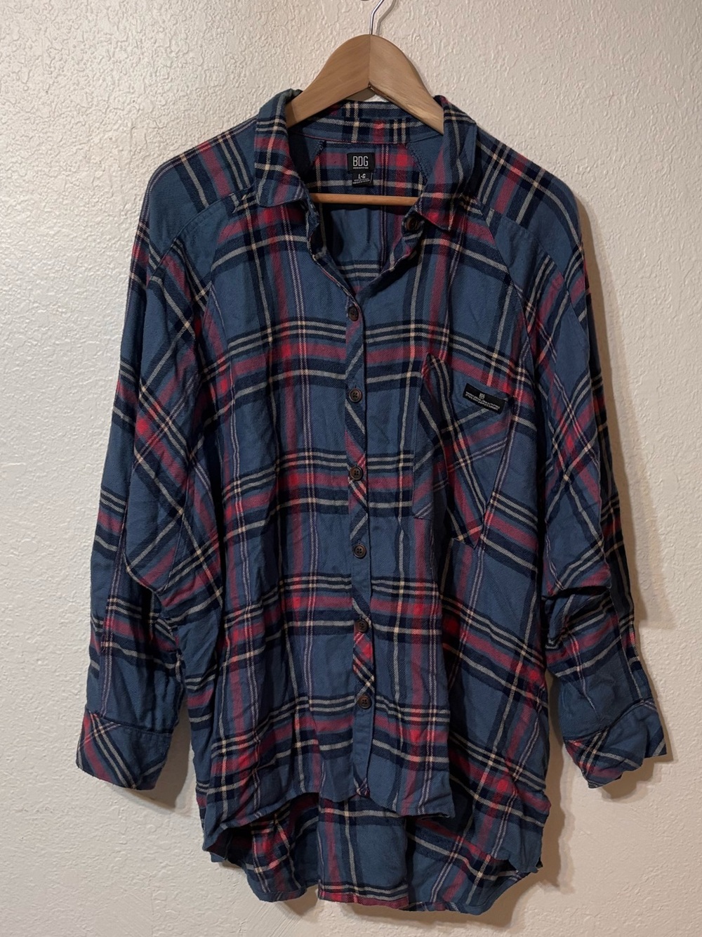 BDG Plaid Flannel Dolman Sleeve Button Down Large